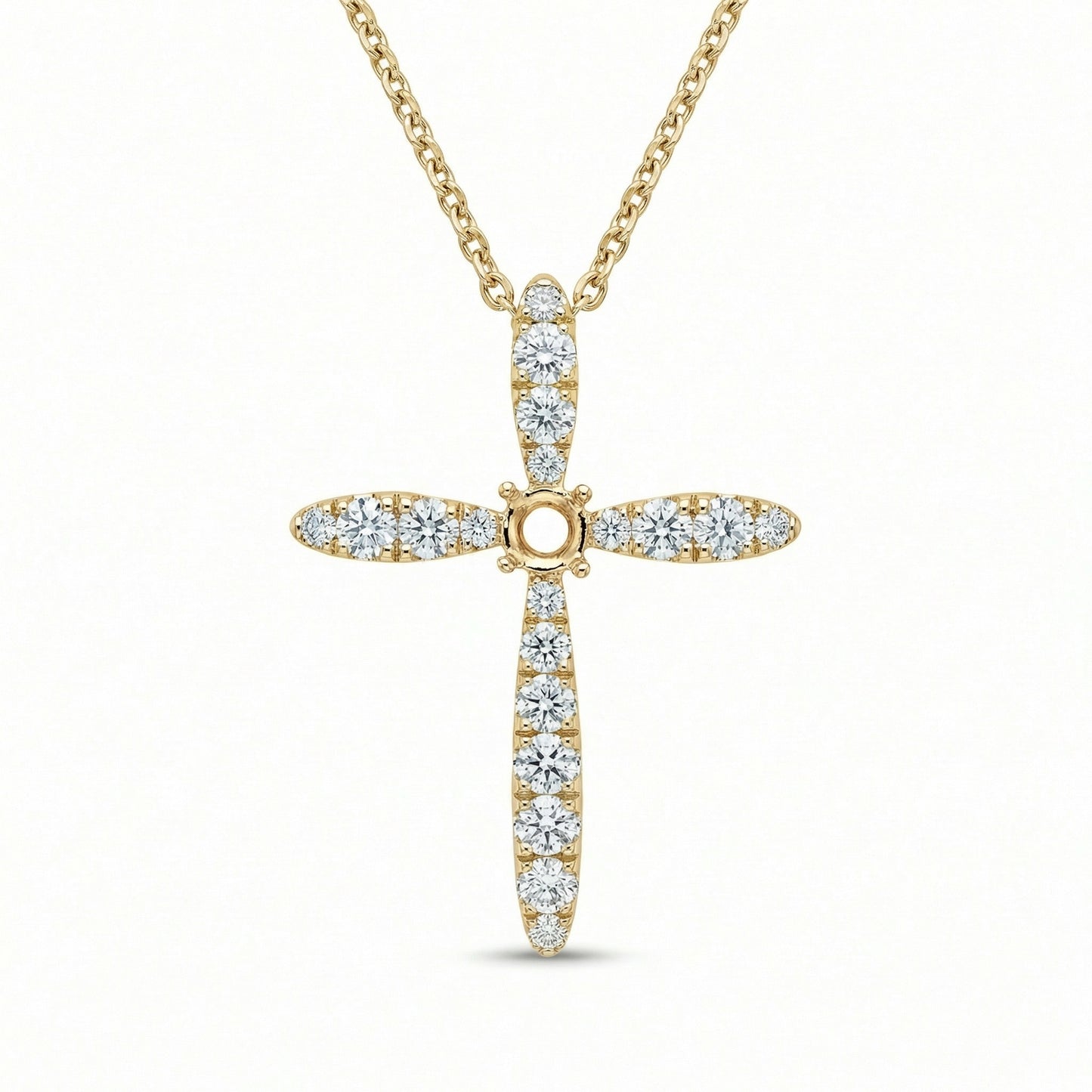 14KY DIAMOND PRONG SET CROSS PENDANT