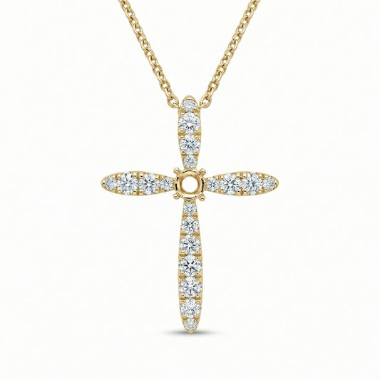 14KY DIAMOND PRONG SET CROSS PENDANT