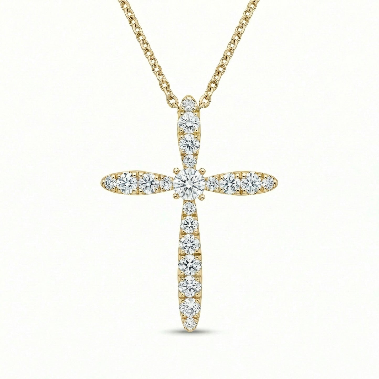 14KY DIAMOND PRONG SET CROSS PENDANT