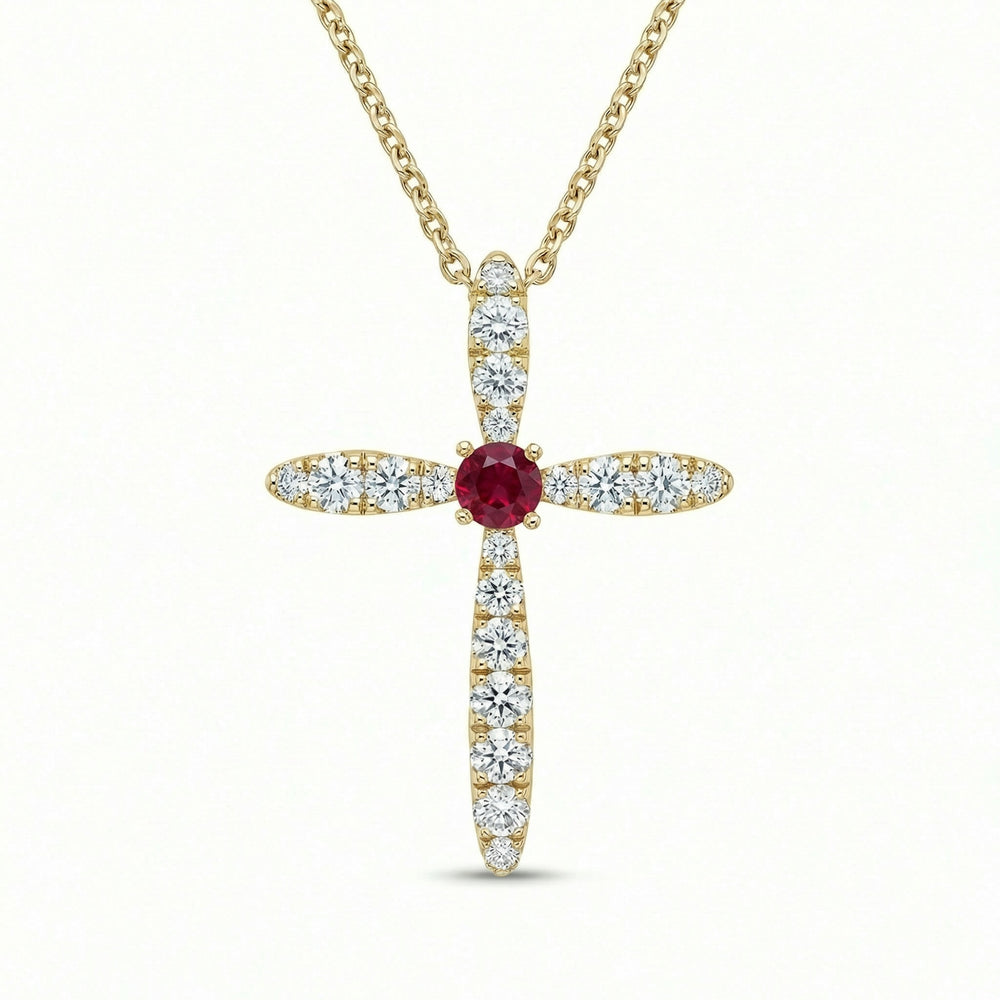 14KY DIAMOND PRONG SET CROSS PENDANT
