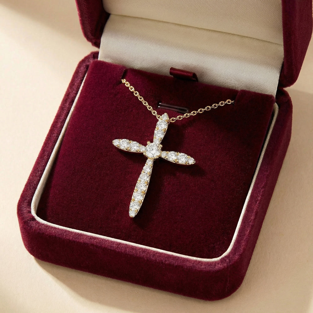 14KY DIAMOND PRONG SET CROSS PENDANT