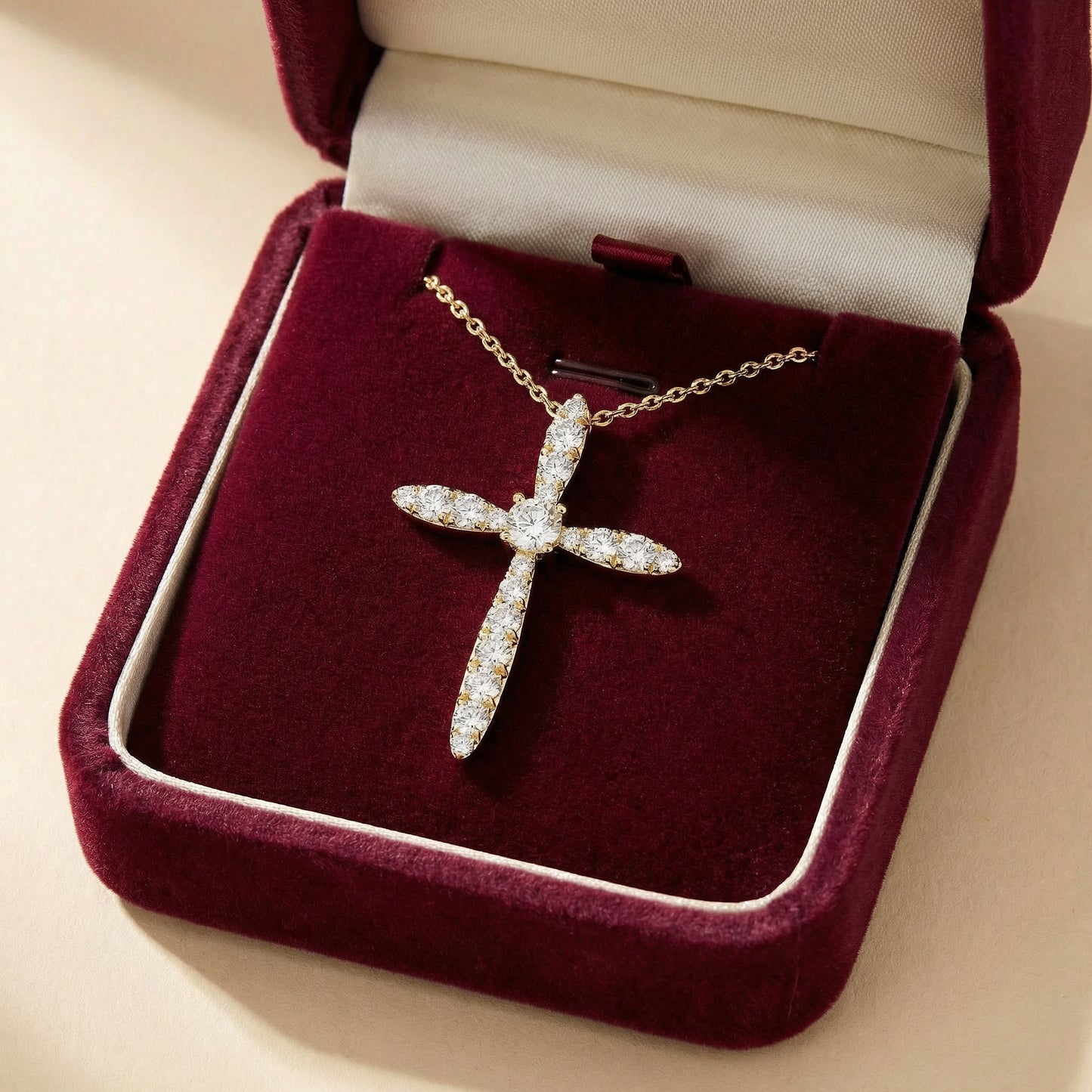14KY DIAMOND PRONG SET CROSS PENDANT